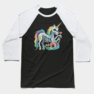 Flowered unicorn skeleton Baseball T-Shirt